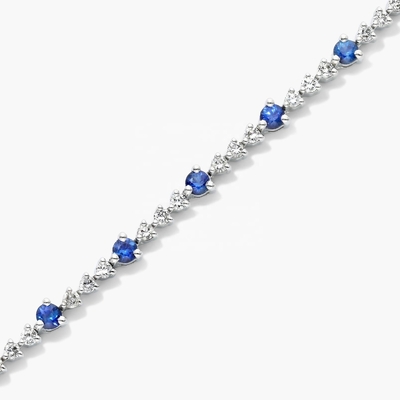3 мм Белый цирконовый рубиновый теннисный браслет Круглый рез Sterling Silver Tennis Bracelet