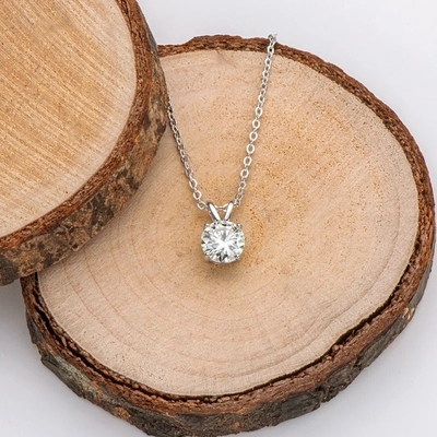 925 серебряный подвесок для девочек 18K желтое золото круглый рез Solitaire камень подарок