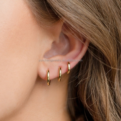 Серебряные ювелирные изделия Минималист 18K Золото 9MM 11MM 13MM Hoop Set для FedEx DHL UPS TNT EMS Shipping