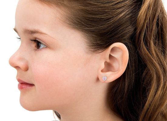 925 Стерлинговые серебряные сердечные розовые и белые серебряные серёжки CZ Stud для детских ювелирных украшений