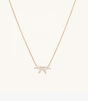 925 Серебряный 14K Покрытый Ожерелье 18 "Маркиз Топаз Колонка И Белые ЧЗ Диаманты