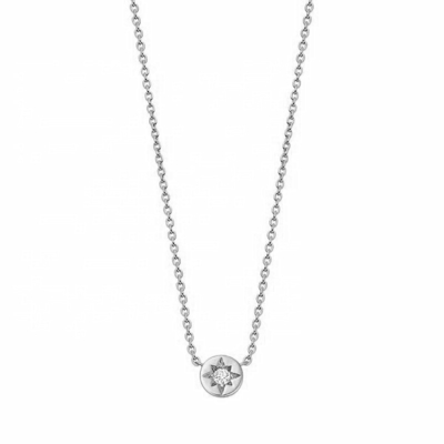 Позолоченный 925 Sterling Silver Starburst Diamond Disc Pendant Necklace для повседневного ношения