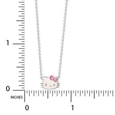Розовый белый эмаль Hello Kitty Стерлинг серебряный подвесок Родийная покрытие