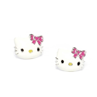 Красочные эмалированные серьги Hello Kitty с черным золотом и серебром