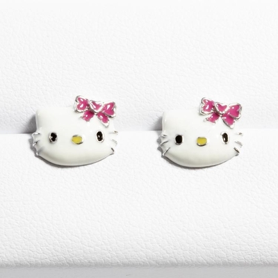 Красочные эмалированные серьги Hello Kitty с черным золотом и серебром