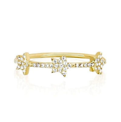 18K золотой серебряный серебряный CZ Звездные кольца для женщин Micro Pave Setting Certified