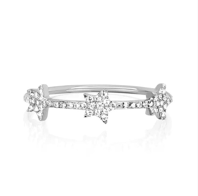18K золотой серебряный серебряный CZ Звездные кольца для женщин Micro Pave Setting Certified