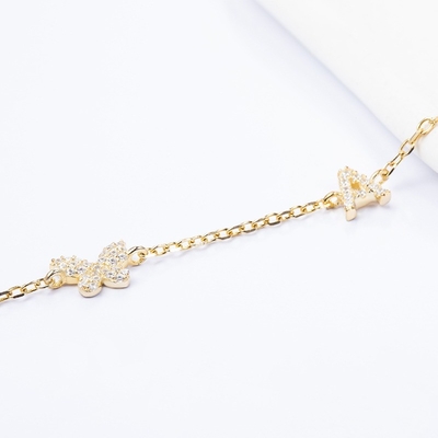 Ожерелье Mini 18K золото белый микрон Pave CZ Butterfly 925 Sterling Silver Pendant