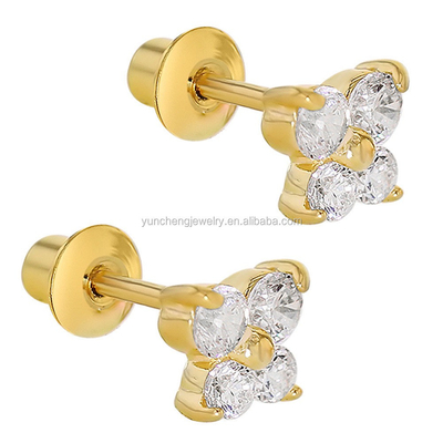 Бабочка синяя и четко CZ детские настройки Stud серьги 925 Sterling Silver