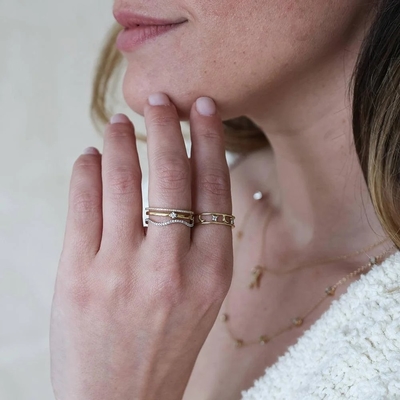 Горячая статья 18K золотой полотенце Half Eternity 925 Sterling Silver женская группа кольцо