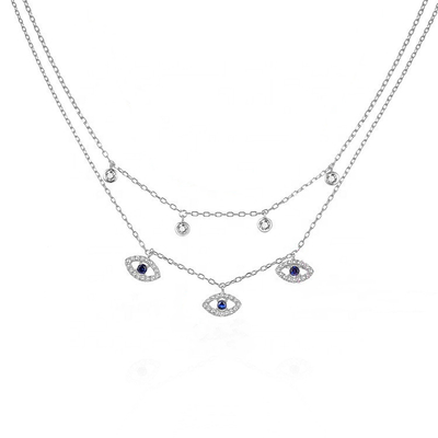 Двойной слой Evil Eye Bezel набор Алмазный ожерелье Женщины Bezel набор Подвески