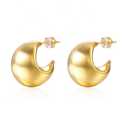 Модные модные серьги с толстой полой крючкой 18K позолоченные