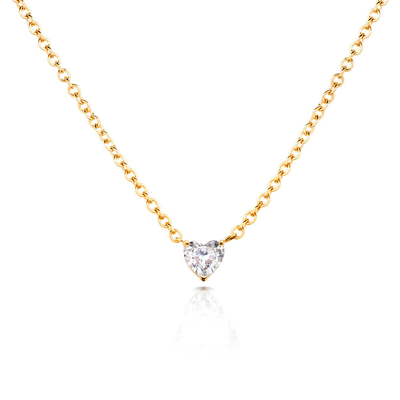 Сердце Кубический циркон 18K золотой женский ожерелье