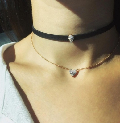Сердце Кубический циркон 18K золотой женский ожерелье