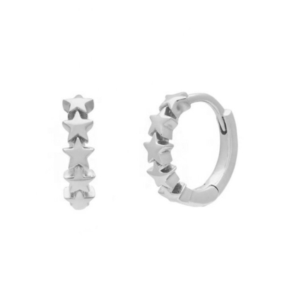 925 Sterling Silver Star Huggie серьги для женщин Модные украшения