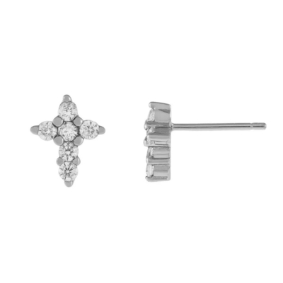 18K позолоченный Микрон Паве Крест Студ серьги в 925 Sterling серебра для девочек