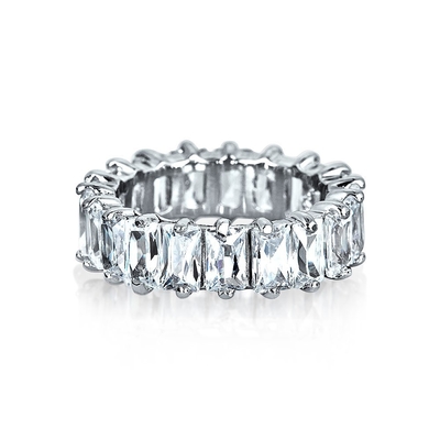 Прозрачное изумрудное кольцо CZ Infinity Wedding Band 925 Silver Infinity Wedding Rings