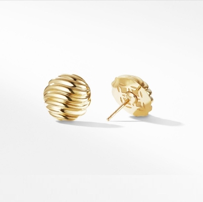 OEM скульптурные кабельные серьги 18K позолоченные стальные серьги