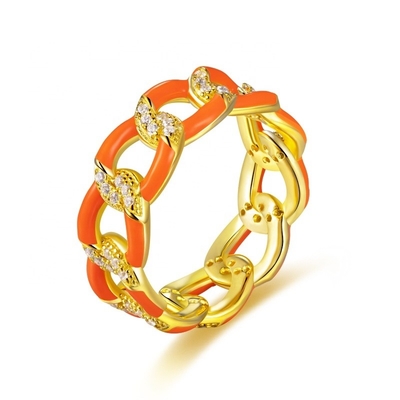 925 Sterling Silver Twist Ring Золото покрытые эмалированные женские обручальные кольца