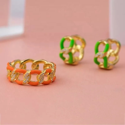 925 Sterling Silver Twist Ring Золото покрытые эмалированные женские обручальные кольца