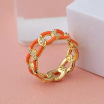 925 Sterling Silver Twist Ring Золото покрытые эмалированные женские обручальные кольца