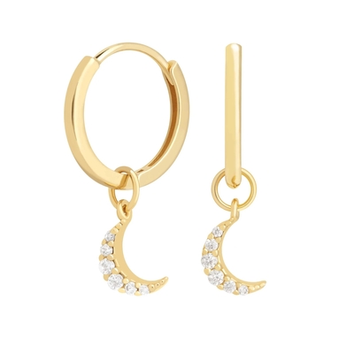 Кольца Dangle Moon Hoop 925 серебряные для женщин Бразильское золото покрытое 18K ювелирные изделия на заказ