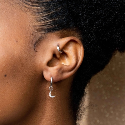 Кольца Dangle Moon Hoop 925 серебряные для женщин Бразильское золото покрытое 18K ювелирные изделия на заказ