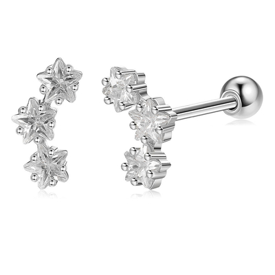18K золотые 925 Sterling Silver Star кубические циркониевые серьги для женщин