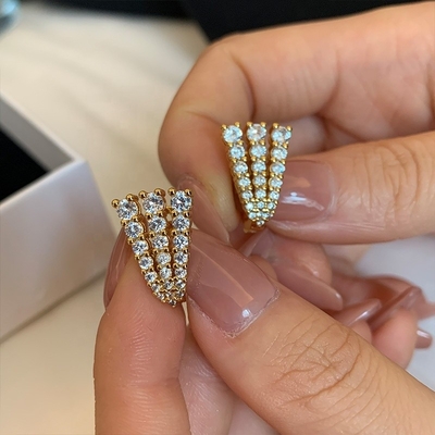18K золотой 925 Sterling Silver Pave CZ женские серьги КЛАССИЧЕСКИЙ стиль