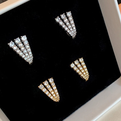 18K золотой 925 Sterling Silver Pave CZ женские серьги КЛАССИЧЕСКИЙ стиль
