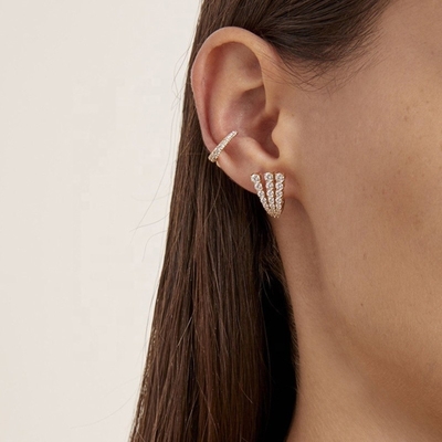 18K золотой 925 Sterling Silver Pave CZ женские серьги КЛАССИЧЕСКИЙ стиль