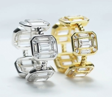 Смарагдовый белый женский Eternity Band Багует 18K золото 925 Sterling серебряные кольца