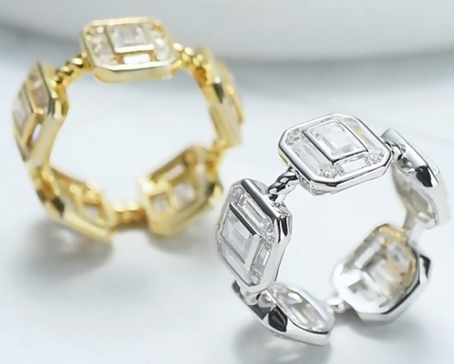 Смарагдовый белый женский Eternity Band Багует 18K золото 925 Sterling серебряные кольца