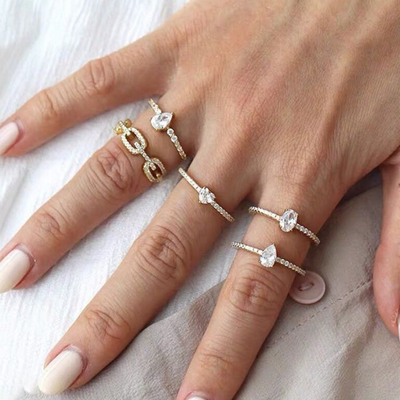 925 Стерлинговое Серебряное Кольцо 18K Женщины Кубические циркониевые кольца