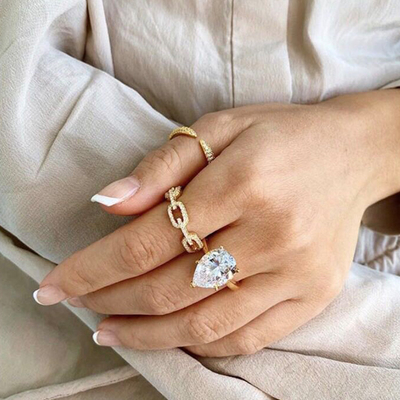 925 Стерлинговое Серебряное Кольцо 18K Женщины Кубические циркониевые кольца
