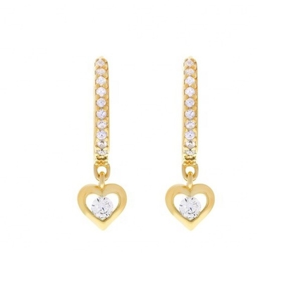 Позолоченные Mini Dangle Heart CZ Huggie серьги Добавляют гламура в ваш внешний вид