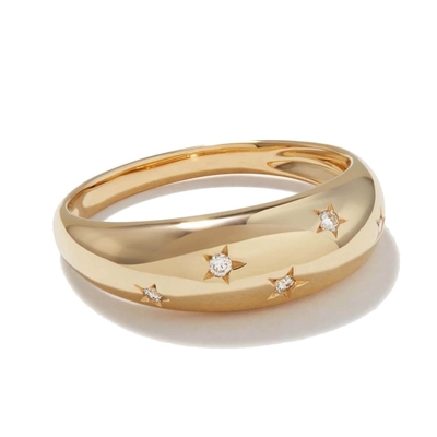 Eternity Band Rings бразильское золото 18K ювелирные изделия Звезда 925 Sterling Silver Dome Женское кольцо