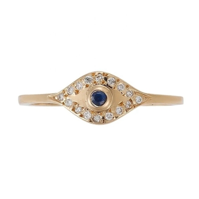 925 Sterling Silver Evil Eye Diamond Band Ring с серебряным покрытием классического стиля
