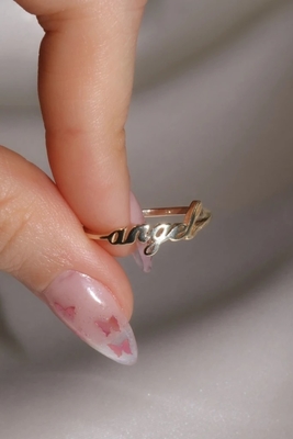 Золото Ангельское имя кольцо для женщин ручной работы блеск 925 Sterling Silver Modern N/A