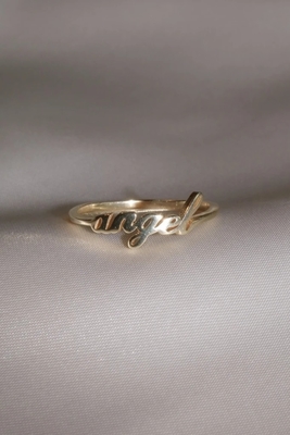 Золото Ангельское имя кольцо для женщин ручной работы блеск 925 Sterling Silver Modern N/A