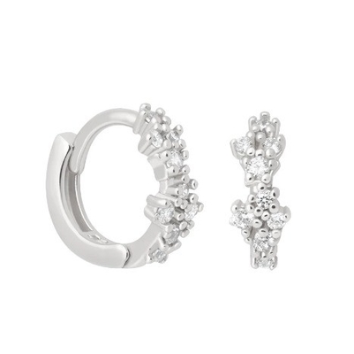 Цветовидные белые CZ 925 Sterling Silevr Huggies серьги для женщин