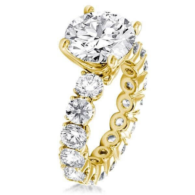 Золото 18 крон, белый циркон, Eternity Band 925 Sterling Silver, обручальные кольца.
