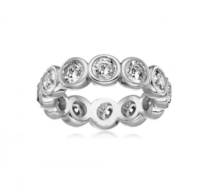 Классические кольца из серебра 18K позолоченный безель CZ Eternity Band