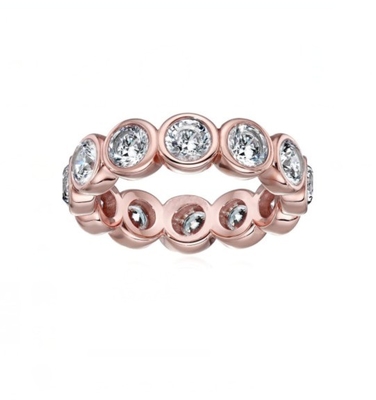 Классические кольца из серебра 18K позолоченный безель CZ Eternity Band