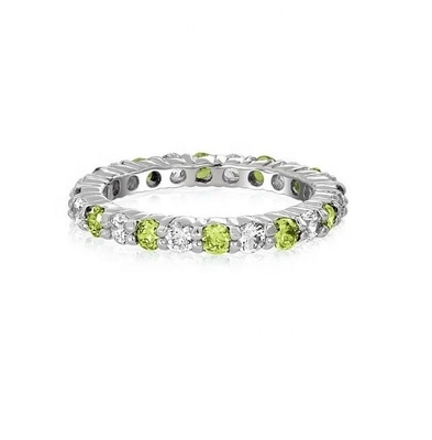 925 Серебряный Eternity Band Кольцо с розовым золотом и рождественским камнем