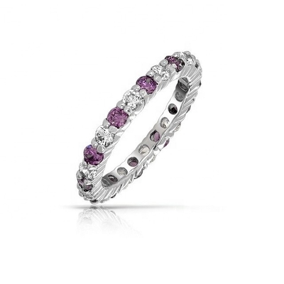 925 Серебряный Eternity Band Кольцо с розовым золотом и рождественским камнем