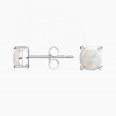 18K золото 6MM Solitaire Opal Stud серьги для женщин и девочек Красивые украшения