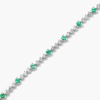 3 мм Белый цирконовый рубиновый теннисный браслет Круглый рез Sterling Silver Tennis Bracelet