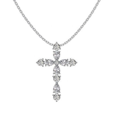Настроить 925 Sterling Серебряный Крест Ожерелье 18k Серебряный Крест И Цепочка Дамы
