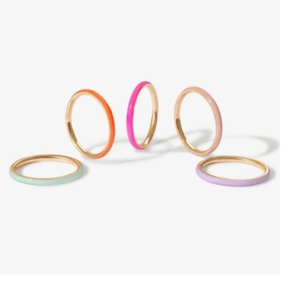 Розовый эмалированный 18K золото покрытые кольца твердые 925 Sterling серебряные кольца